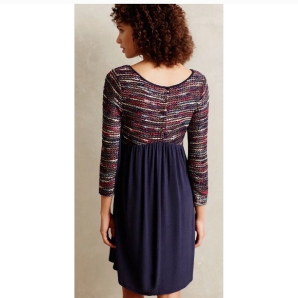 Anthropologie Maeve Blue Multicolored Knit Boucle Textured Tweed Dress - Picture 2 of 8